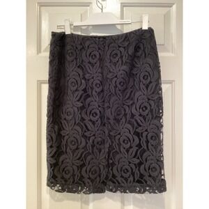 Talbots Pencil Skirt Black Lace Overlay Rose Lace - Size 6 Petite